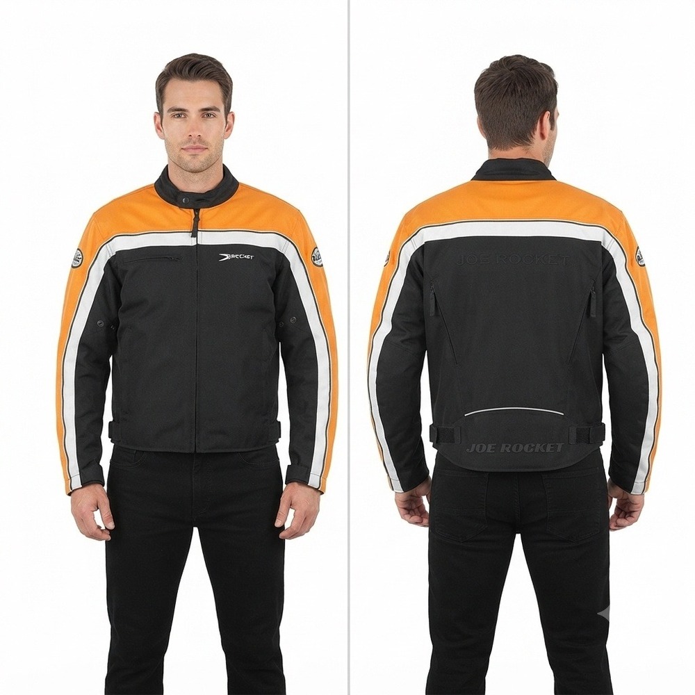 Joe Rocket Jacket Mens Medium Ballistic Series Motorcycle Orange Black Touring